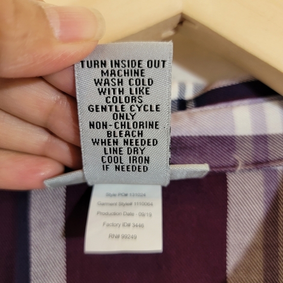 CATHERINES' Women Plus Sz 14/16 Brown/White Plaid  Button-Up Shirt Long Sleeve - Picture 11 of 12